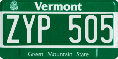 VT license plate ZYP505