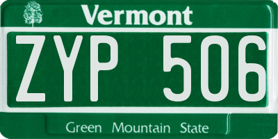 VT license plate ZYP506