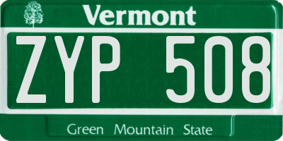 VT license plate ZYP508