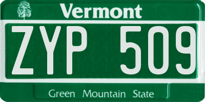 VT license plate ZYP509
