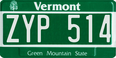 VT license plate ZYP514