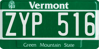VT license plate ZYP516