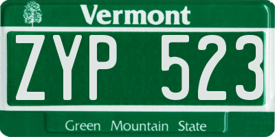 VT license plate ZYP523