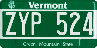 VT license plate ZYP524