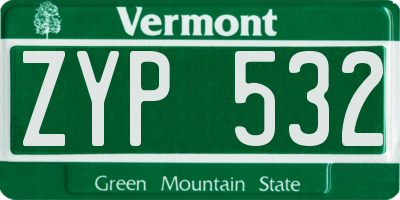 VT license plate ZYP532