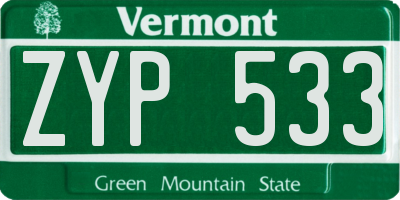 VT license plate ZYP533