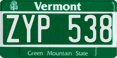 VT license plate ZYP538