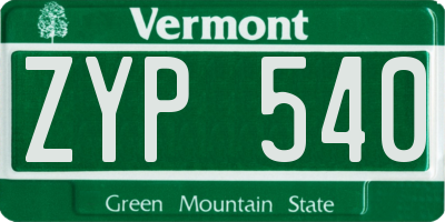 VT license plate ZYP540