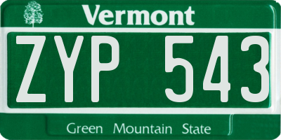 VT license plate ZYP543