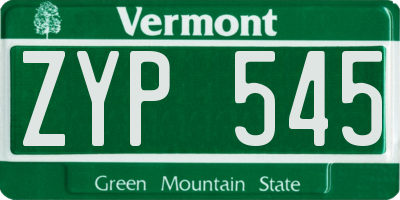 VT license plate ZYP545