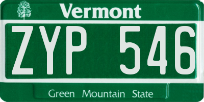 VT license plate ZYP546