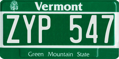 VT license plate ZYP547