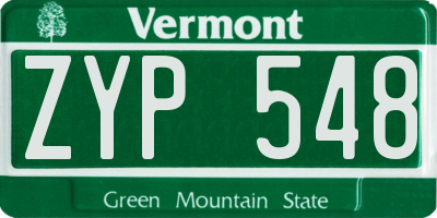 VT license plate ZYP548