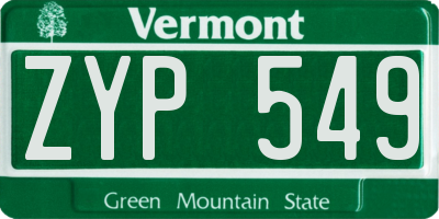 VT license plate ZYP549