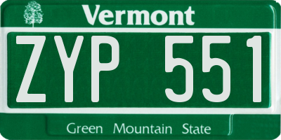 VT license plate ZYP551