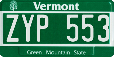 VT license plate ZYP553