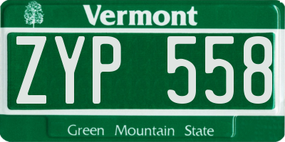 VT license plate ZYP558