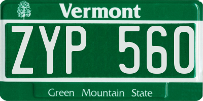 VT license plate ZYP560