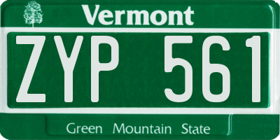 VT license plate ZYP561