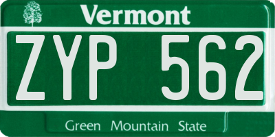 VT license plate ZYP562