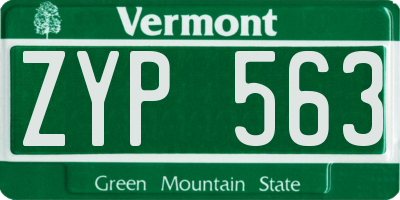 VT license plate ZYP563