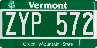 VT license plate ZYP572