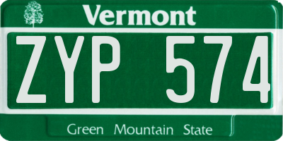 VT license plate ZYP574
