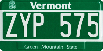 VT license plate ZYP575