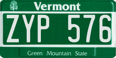 VT license plate ZYP576