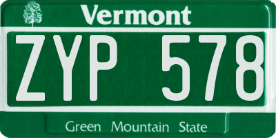 VT license plate ZYP578