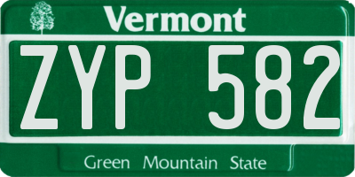 VT license plate ZYP582