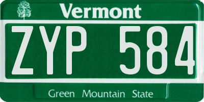 VT license plate ZYP584