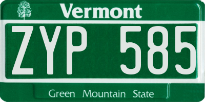 VT license plate ZYP585