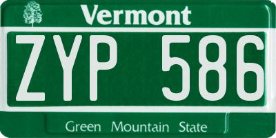VT license plate ZYP586