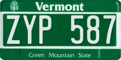 VT license plate ZYP587