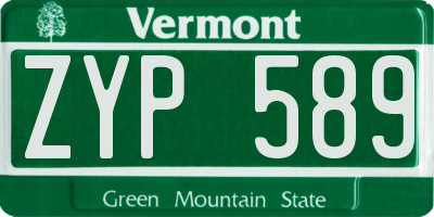VT license plate ZYP589