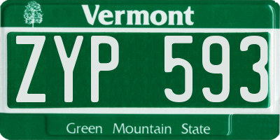 VT license plate ZYP593