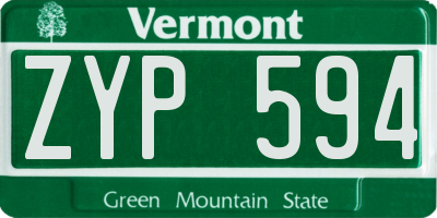 VT license plate ZYP594