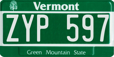VT license plate ZYP597