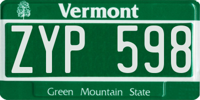 VT license plate ZYP598