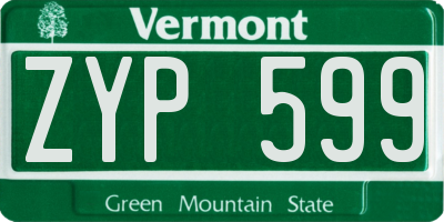 VT license plate ZYP599