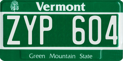 VT license plate ZYP604