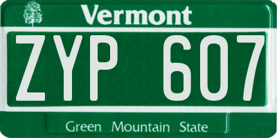 VT license plate ZYP607