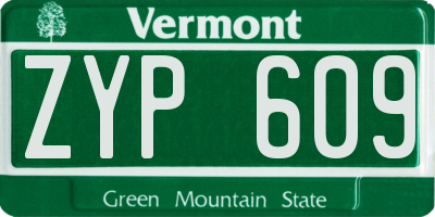 VT license plate ZYP609