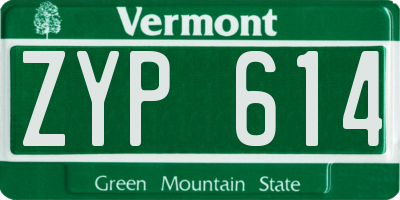 VT license plate ZYP614