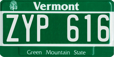 VT license plate ZYP616