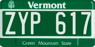 VT license plate ZYP617