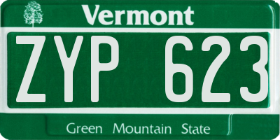 VT license plate ZYP623