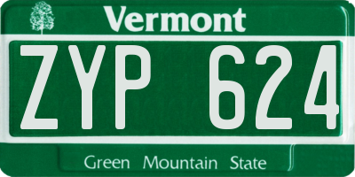 VT license plate ZYP624