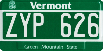 VT license plate ZYP626